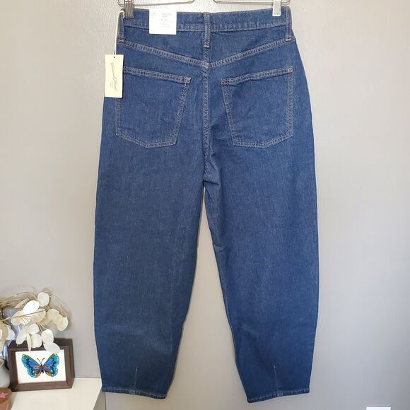 Universal Thread Balloon Jeans Womens Size 4R High Rise Tapered Dark Wash New - Picture 3 of 12